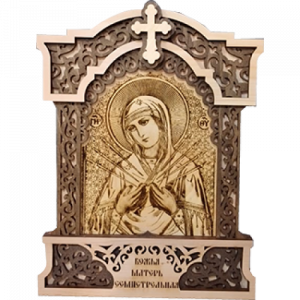 Икона резная "Божья Матерь"Семистрельная"